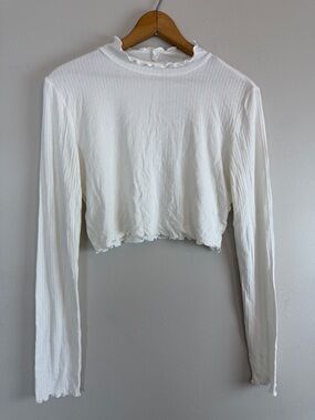 Double Zero Long Sleeve Crop Top White Women’s Lovely Large